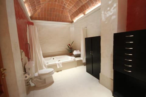 Shower, rainfall showerhead, hair dryer, towels