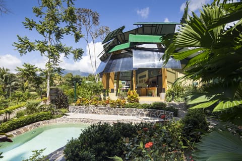 Outdoor pool, pool umbrellas
