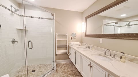 Junior Suite, 1 King Bed with Sofa bed, Lake View | Bathroom | Shower, free toiletries, towels