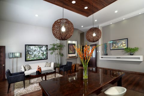 Exclusive Apartment, 2 Bedrooms, Mountain View, Executive Level | Living room | 50-inch flat-screen TV with cable channels, TV, DVD player