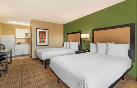 Room, 2 Queen Beds, Non Smoking, Kitchen | Desk, iron/ironing board, WiFi (free), bed sheets