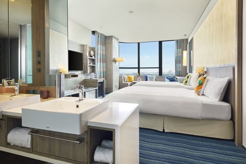 Dau Din Double Double (Quadruple Room) | Premium bedding, desk, laptop workspace, blackout drapes