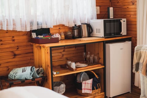 Microwave, electric kettle, cookware/dishes/utensils