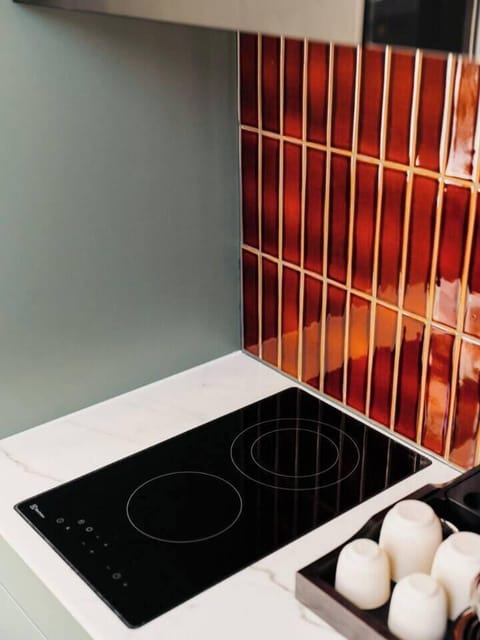 Full-size fridge, microwave, espresso maker, electric kettle