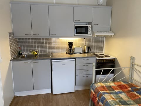 Apartment, 1 Bedroom | Private kitchen | Fridge, microwave, oven, stovetop