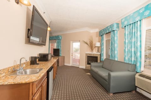 32-inch flat-screen TV with satellite channels, TV