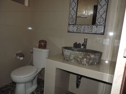 Combined shower/tub, free toiletries, hair dryer, towels