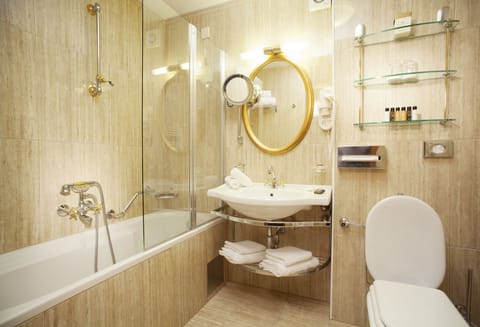 Hair dryer, bathrobes, slippers, towels