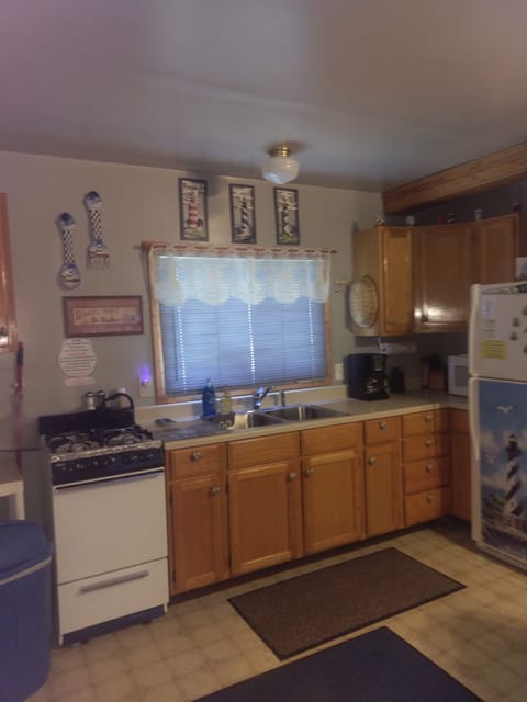 Cabin, 1 Bedroom, Fireplace (Cabin #8) | Private kitchen | Microwave, coffee/tea maker, freezer