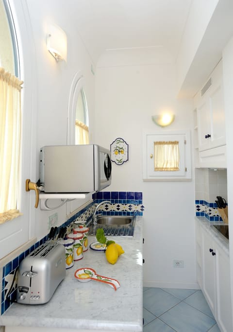 Deluxe Studio, Balcony, Sea View | Private kitchen | Fridge, microwave, stovetop, dishwasher