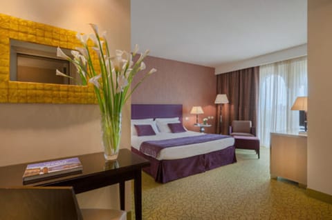 Frette Italian sheets, Select Comfort beds, minibar, in-room safe