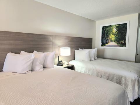 Pillowtop beds, desk, blackout drapes, iron/ironing board