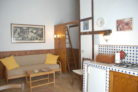 Standard Apartment, 1 Bedroom, Fireplace, Garden Area | Living area | TV, fireplace