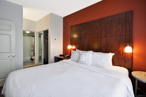 Desk, laptop workspace, blackout drapes, iron/ironing board