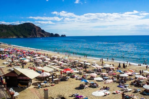 Beach nearby, sun loungers, beach umbrellas