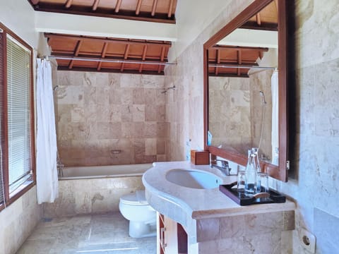 Deluxe Villa, Multiple Bedrooms, Pool View, Garden Area | Bathroom | Combined shower/tub, jetted tub, hair dryer, bidet