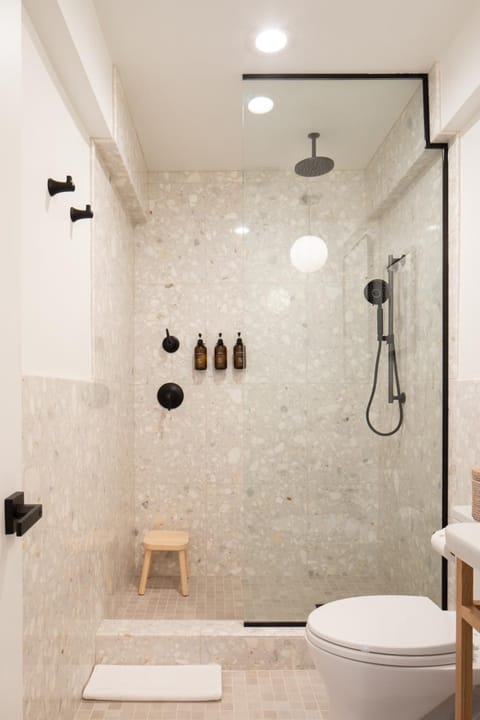 Eco-friendly toiletries, hair dryer, bathrobes, towels