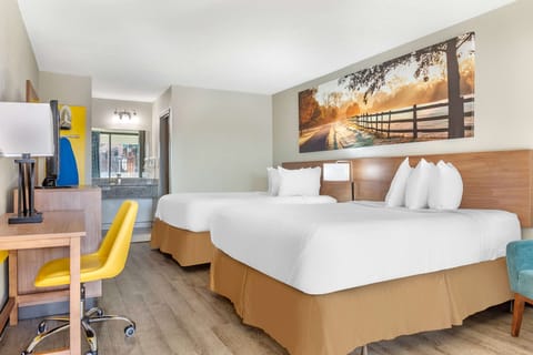 Room, 2 Double Beds, Smoking | Blackout drapes, iron/ironing board, free cribs/infant beds