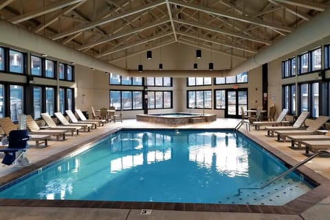 Indoor pool, open 10:00 AM to 10:00 PM, sun loungers