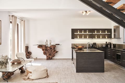 Full-size fridge, oven, stovetop, dishwasher