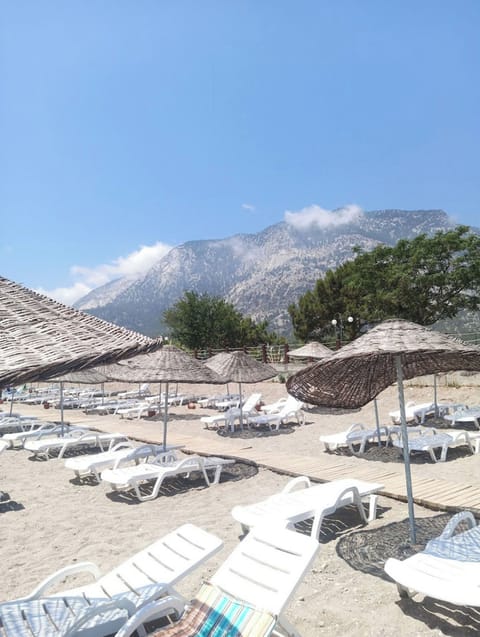 Beach nearby, sun loungers, beach umbrellas
