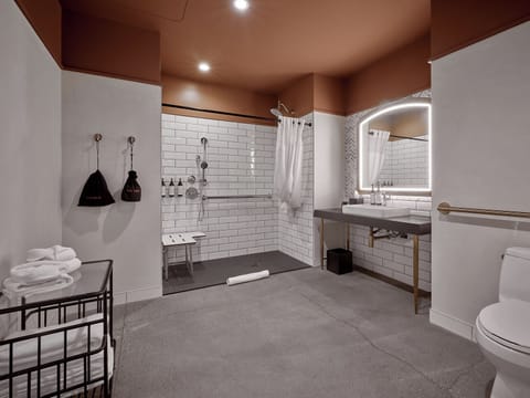 Rainfall showerhead, free toiletries, hair dryer, bathrobes