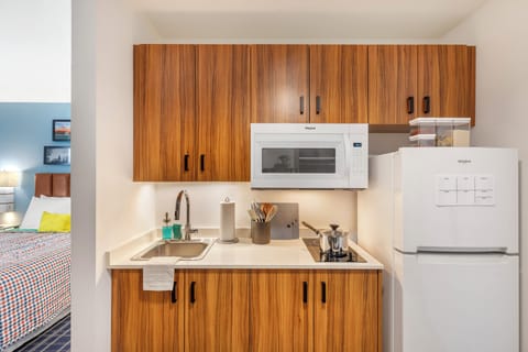 Studio Suite, 1 Queen Bed | Private kitchen | Full-size fridge, microwave, stovetop, coffee/tea maker