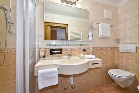 Single Room | Bathroom | Shower, hair dryer, bidet, towels