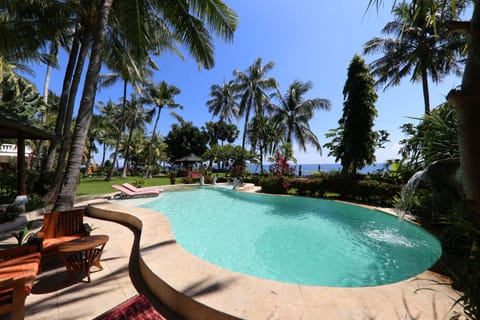 Outdoor pool, sun loungers