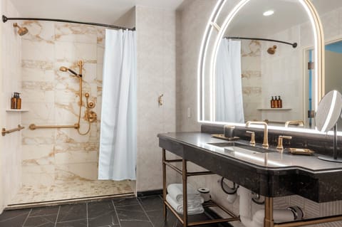 Deluxe Room, 2 Double Beds, Accessible | Bathroom | Combined shower/tub, free toiletries, hair dryer, bathrobes