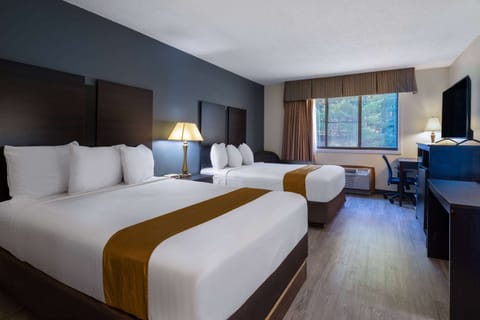 Room, 2 Queen Beds, Non Smoking | Desk, iron/ironing board, free WiFi, bed sheets