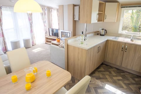 Flat-screen TV, fireplace