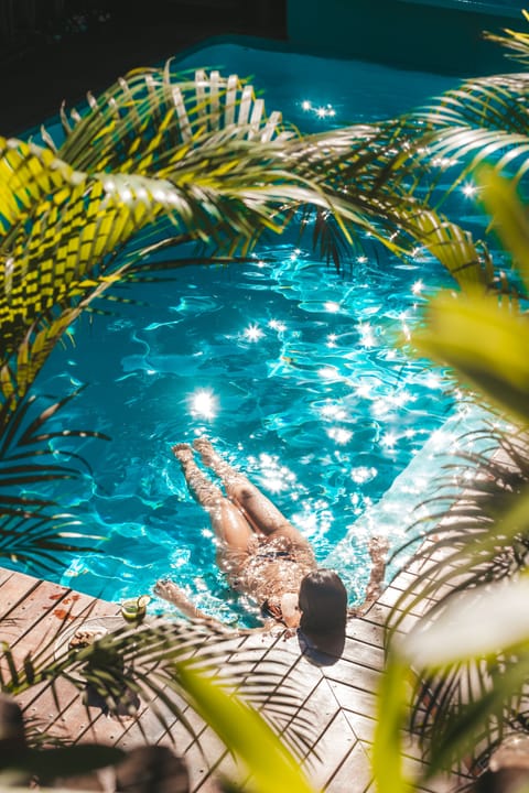 Outdoor pool, sun loungers