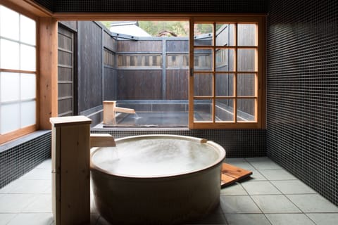 Western-style room with a private open air bath, TypeB2	 | Bathroom | Separate tub and shower, deep soaking tub, free toiletries, hair dryer