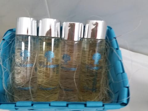 Shower, free toiletries, hair dryer, slippers