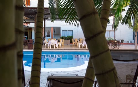 Outdoor pool, sun loungers
