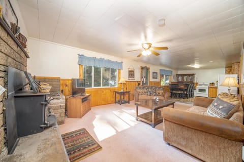 Polar Bear Cabin | Living area | 32-inch TV with satellite channels, fireplace