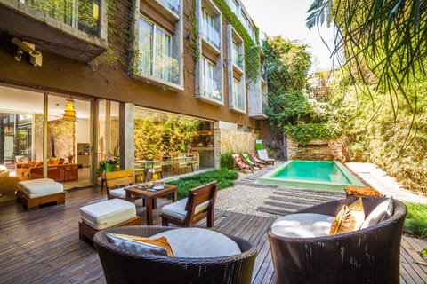 Outdoor pool, sun loungers