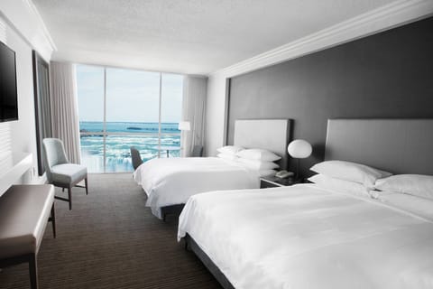 Pillowtop beds, desk, blackout drapes, soundproofing