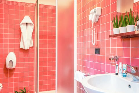 Shower, free toiletries, hair dryer, bidet