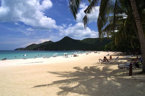 Beach nearby, beach umbrellas, beach towels