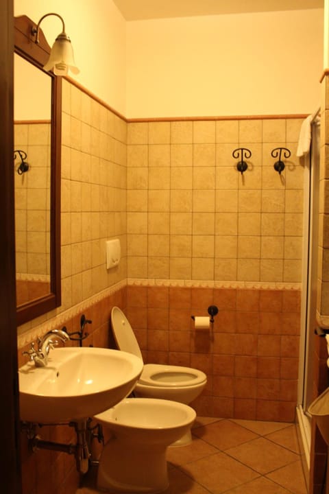 Shower, free toiletries, hair dryer, bidet
