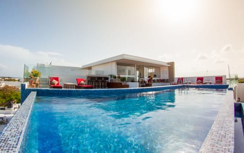 Outdoor pool, a rooftop pool