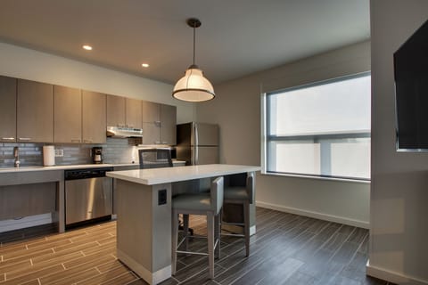 Microwave, coffee/tea maker, cookware/dishes/utensils