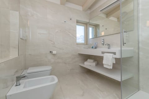 Junior Suite, Lake View | Bathroom | Shower, rainfall showerhead, free toiletries, hair dryer