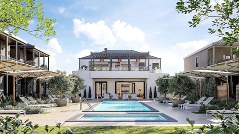 Outdoor pool, sun loungers