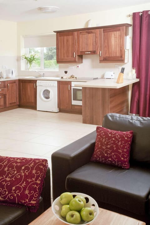 Full-size fridge, microwave, oven, stovetop