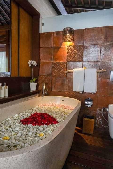 Deluxe Villa, Private Pool | Bathroom | Combined shower/tub, free toiletries, hair dryer, bathrobes