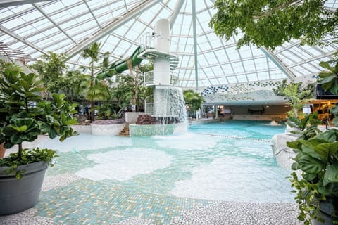 Indoor pool, outdoor pool, open 10:00 AM to 8:00 PM, lifeguards on site