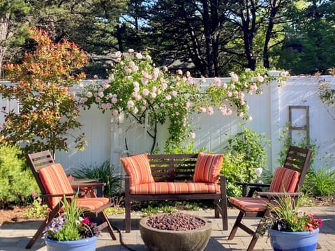 seating area by the hot tub. 